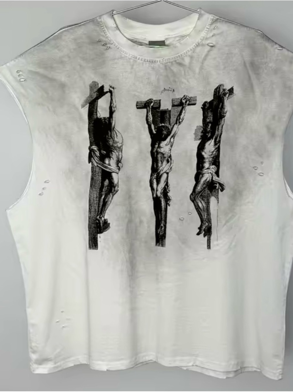 Saint Michael Cho Three Jesus Saint Sleeve-Cut T-Shirt Off White XL NWT IN PKG
